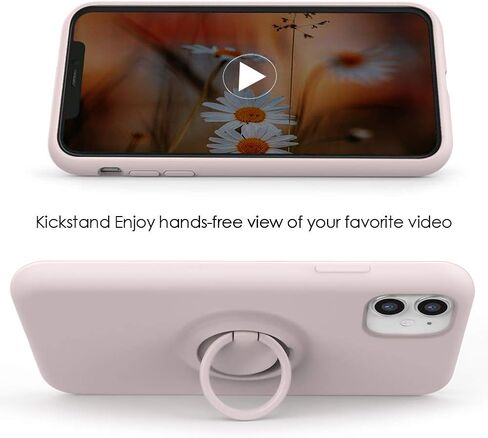 MOCCA for iPhone 11 Case with Ring Kickstand | Super Soft Microfiber Lining | Anti-Scratch Liquid Silicone Shock-Absorbing Case for iPhone 11 - Pink Sand in Saudi Arabia