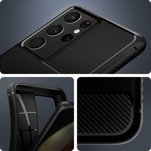 Spigen Rugged Armor مصمم لهاتف Galaxy S21 Ultra (2021) - أسود مطفي in Saudi Arabia