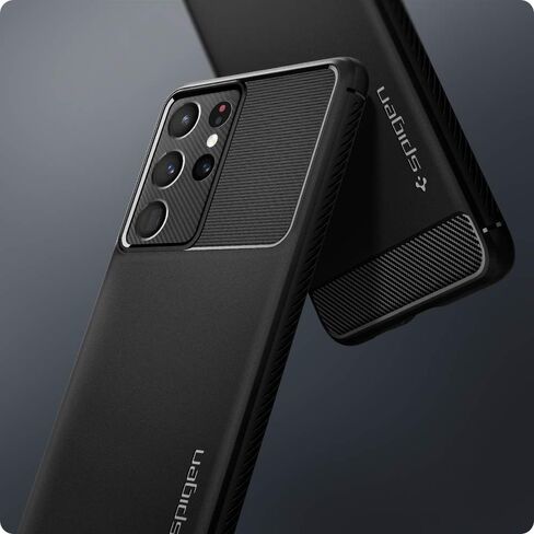 Spigen Rugged Armor مصمم لهاتف Galaxy S21 Ultra (2021) - أسود مطفي in Saudi Arabia