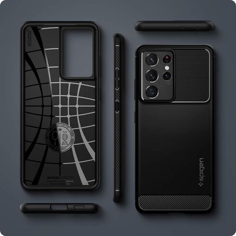 Spigen Rugged Armor مصمم لهاتف Galaxy S21 Ultra (2021) - أسود مطفي in Saudi Arabia