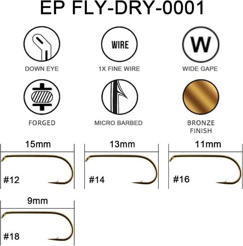 Fly Hooks Assortment of Best Sizes Dry Wet Nymph Shrimp&Pupa, Streamer, Caddis, Jig, Scud Flies Great Value Package Micro Barbed Bronze Forged Fishing Hooks in Saudi Arabia