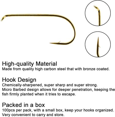 Fly Hooks Assortment of Best Sizes Dry Wet Nymph Shrimp&Pupa, Streamer, Caddis, Jig, Scud Flies Great Value Package Micro Barbed Bronze Forged Fishing Hooks in Saudi Arabia