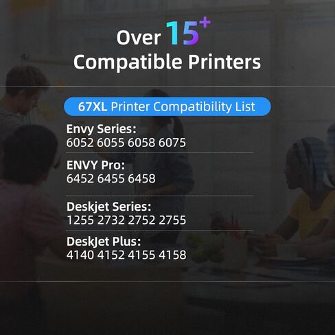 خرطوشة حبر بديلة معاد تصنيعها لطابعة HP 67 67XL Envy 6052 6058 6075 DeskJet 2732 2755 DeskJet Plus 4152 4155 4158 (2 أسود) in Kuwait