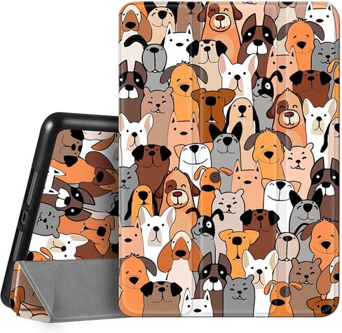 Hi Space for iPad 9th 8th 7th Generation Case for iPad 10.2 Case 2021 2020 2019 Dog with Pencil Holder, Cartoon Cute Shockproof Protective Cover Auto Sleep Wake for A2270 A2428 A2429 A2197 in Saudi Arabia