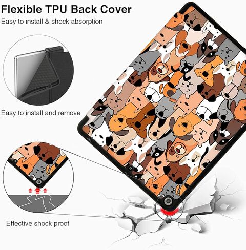 Hi Space for iPad 9th 8th 7th Generation Case for iPad 10.2 Case 2021 2020 2019 Dog with Pencil Holder, Cartoon Cute Shockproof Protective Cover Auto Sleep Wake for A2270 A2428 A2429 A2197 in Saudi Arabia