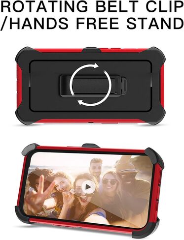 AICase for iPhone 13 Pro Case with Belt-Clip Holster, Screen Protector, Heavy Duty Protective Phone Case, Military Grade Full Body Protection Shockproof/Dustproof/Drop Proof Rugged Tough Cover (Red) in Saudi Arabia