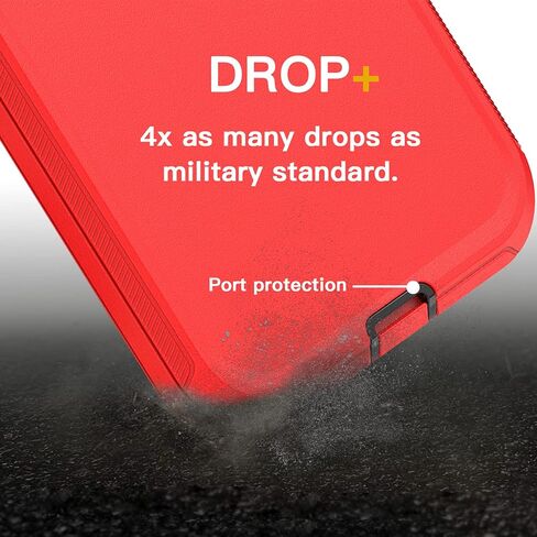 AICase for iPhone 13 Pro Case with Belt-Clip Holster, Screen Protector, Heavy Duty Protective Phone Case, Military Grade Full Body Protection Shockproof/Dustproof/Drop Proof Rugged Tough Cover (Red) in Saudi Arabia