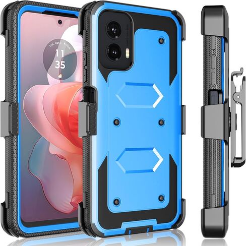 Tekcoo Holster Case For Motorola Moto G Power 5G | 2024 Only | XT2415 [Tshell] Shock Absorbing [Built-in Screen Protector] [Kickstand Locking Belt Clip] Carrying Swivel Defender Full Body Cover -Black in Saudi Arabia