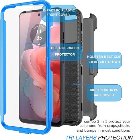 Tekcoo Holster Case For Motorola Moto G Power 5G | 2024 Only | XT2415 [Tshell] Shock Absorbing [Built-in Screen Protector] [Kickstand Locking Belt Clip] Carrying Swivel Defender Full Body Cover -Black in Saudi Arabia