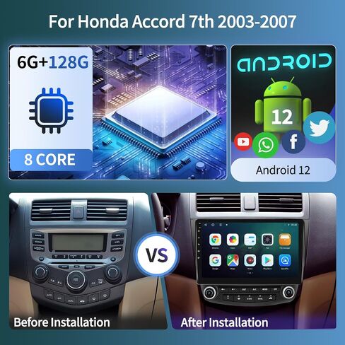 ترقية [2+32G] ستيريو راديو السيارة لهوندا أكورد 2003-2007، مع [Carplay & Android Auto] شاشة لمس 10.1 بوصة بلوتوث 5.0 ملاحة GPS 4G WiFi راديو AM/FM/RDS، مع كاميرا احتياطية DSP EQ AHD رباعية النواة in Saudi Arabia