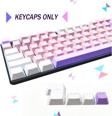 مجموعة 104 أغطية مفاتيح | أغطية مفاتيح ABS بإضاءة خلفية للوحة المفاتيح الميكانيكية MX - ملف تعريف OEM للوحة المفاتيح الميكانيكية 61 87 104 (104، أرجواني + وردي + أبيض) in Kuwait