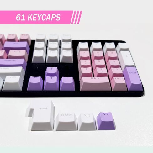 مجموعة 104 أغطية مفاتيح | أغطية مفاتيح ABS بإضاءة خلفية للوحة المفاتيح الميكانيكية MX - ملف تعريف OEM للوحة المفاتيح الميكانيكية 61 87 104 (104، أرجواني + وردي + أبيض) in Kuwait