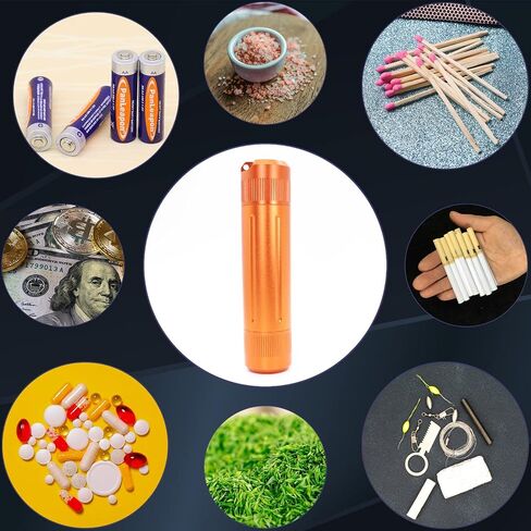 Aluminium Alloy Air-tight EDC Accessory Case, Pill Fob Capsule Keychain, Long Waterproof Match Case Battery Holder, Smell Proof Container Sealed Jar, Outdoor Survival Storage Metal Container Dry Box in Kuwait