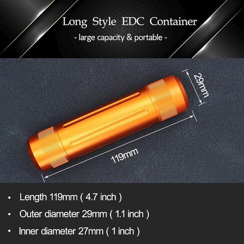 Aluminium Alloy Air-tight EDC Accessory Case, Pill Fob Capsule Keychain, Long Waterproof Match Case Battery Holder, Smell Proof Container Sealed Jar, Outdoor Survival Storage Metal Container Dry Box in Kuwait