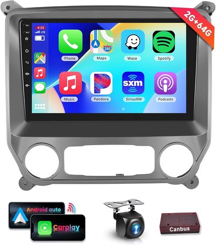 ستيريو راديو السيارة 2G+64G لسيارة Chevy Silverado GMC Sierra 2014-2018 مع CarPlay/Android Auto، وحدة رأس شاشة تعمل باللمس 10.1 بوصة Android 13، GPS/WiFi/Bluetooth/وصلة مرآة/SWC/HD in Saudi Arabia