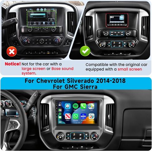 ستيريو راديو السيارة 2G+64G لسيارة Chevy Silverado GMC Sierra 2014-2018 مع CarPlay/Android Auto، وحدة رأس شاشة تعمل باللمس 10.1 بوصة Android 13، GPS/WiFi/Bluetooth/وصلة مرآة/SWC/HD in Saudi Arabia