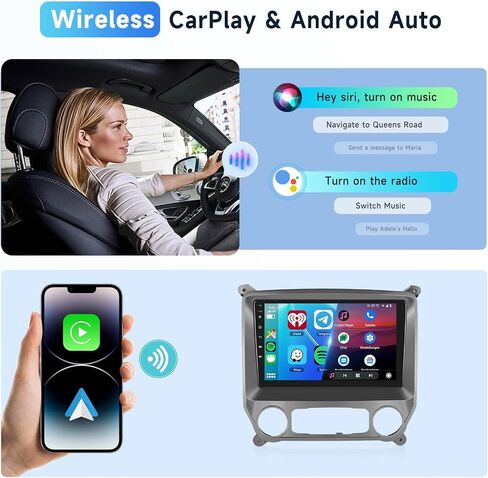 ستيريو راديو السيارة 2G+64G لسيارة Chevy Silverado GMC Sierra 2014-2018 مع CarPlay/Android Auto، وحدة رأس شاشة تعمل باللمس 10.1 بوصة Android 13، GPS/WiFi/Bluetooth/وصلة مرآة/SWC/HD in Saudi Arabia
