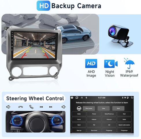 ستيريو راديو السيارة 2G+64G لسيارة Chevy Silverado GMC Sierra 2014-2018 مع CarPlay/Android Auto، وحدة رأس شاشة تعمل باللمس 10.1 بوصة Android 13، GPS/WiFi/Bluetooth/وصلة مرآة/SWC/HD in Saudi Arabia