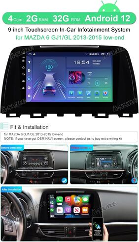 ASURE 9 بوصة راديو ستيريو للسيارة وحدة ملاحة GPS لمازدا 6 GJ1/GL 2013 2014 2015 نهاية منخفضة، 4 النواة 2G+32G Android مع Carplay اللاسلكي، Android Auto، DSP، 1280x800 HD شاشة تعمل باللمس مشغل فيديو الوسائط المتعددة in Saudi Arabia