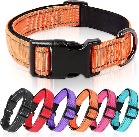 Timos Reflective Dog Collar for Small Medium Large Dogs with Soft Neoprene Padded Breathable Nylon Puppy Collars Adjustable in Saudi Arabia