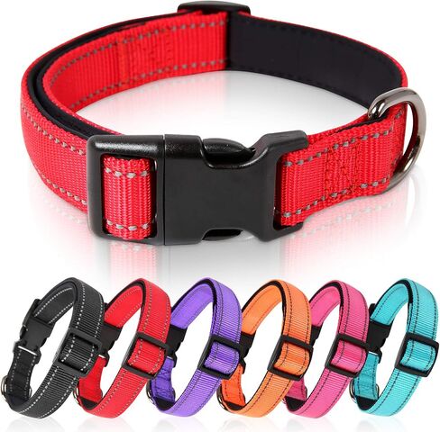 Timos Reflective Dog Collar for Small Medium Large Dogs with Soft Neoprene Padded Breathable Nylon Puppy Collars Adjustable in Saudi Arabia