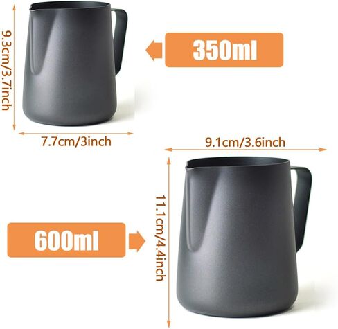Milk Frothing Pitcher Stainless Steel Espresso Steaming Pitchers, Coffee Milk Frother Jug Cup for Espresso Machines Cappuccino Latte Art (Silver, 5 OZ / 150ML) in Saudi Arabia