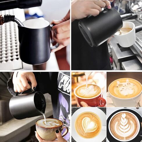 Milk Frothing Pitcher Stainless Steel Espresso Steaming Pitchers, Coffee Milk Frother Jug Cup for Espresso Machines Cappuccino Latte Art (Silver, 5 OZ / 150ML) in Saudi Arabia