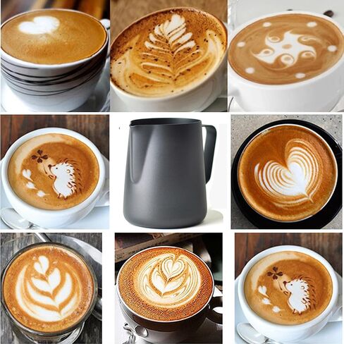 Milk Frothing Pitcher Stainless Steel Espresso Steaming Pitchers, Coffee Milk Frother Jug Cup for Espresso Machines Cappuccino Latte Art (Silver, 5 OZ / 150ML) in Saudi Arabia