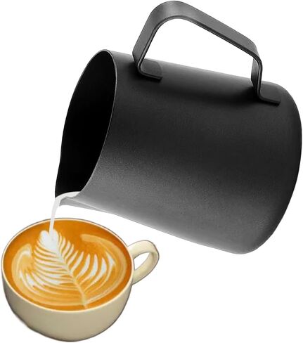 Milk Frothing Pitcher Stainless Steel Espresso Steaming Pitchers, Coffee Milk Frother Jug Cup for Espresso Machines Cappuccino Latte Art (Silver, 5 OZ / 150ML) in Saudi Arabia