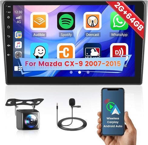 2+64 جيجابايت Inefala لسيارة Mazda CX9 2007-2015 Android 13 ستيريو راديو السيارة مع CarPlay Android Auto، مجموعة ستيريو بشاشة لمس 10.1 بوصة مع WiFi FM/RDS GPS BT SWC USBBackup Camera MIC in Saudi Arabia