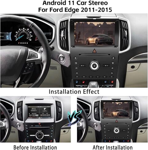 راديو ستيريو للسيارة CamECHO لسيارة Ford Edge 2011-2015، وحدة رأس أندرويد مع بلوتوث، شاشة لمس 9 بوصة راديو ستيريو للسيارة مع نظام تحديد المواقع العالمي (GPS) مرآة وصلة راديو FM واي فاي كاميرا احتياطية مضخم صوت SWC ميكروفون in Saudi Arabia
