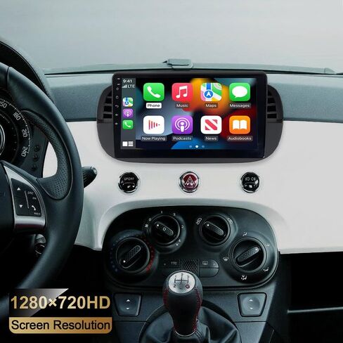 ASURE 9 inch Carplay Stereo Car in-Dash GPS Navigation Unit for Fiat 500 500C 2007-2015 Black,4 Core 2G+32G Android System Car Radio Receiver Auto,SWC,DSP,1280x720 IPS Touchscreen Multimedia Player in Saudi Arabia