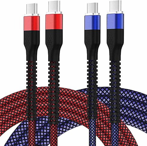 USB C to USB C Cable, 2 Pack 60W 10ft Nylon Braided USB Type C Fast Charging Cable Charger Cord for iPhone 15/15 Plus/15 Pro Max, MacBook Pro, iPad Pro Air, Samsung S24/S24 Ultra/S23 (Blue & Red) in Saudi Arabia
