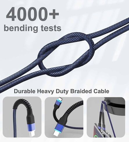 USB C to USB C Cable, 2 Pack 60W 10ft Nylon Braided USB Type C Fast Charging Cable Charger Cord for iPhone 15/15 Plus/15 Pro Max, MacBook Pro, iPad Pro Air, Samsung S24/S24 Ultra/S23 (Blue & Red) in Saudi Arabia