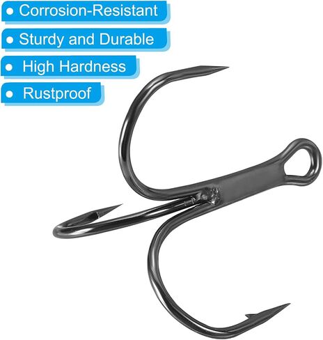 PATIKIL Fishing Treble Hooks, Strong Treble Fish Hook High Carbon Steel Fishing Hooks Round Bend Barbed for Freshwater Saltwater in Saudi Arabia