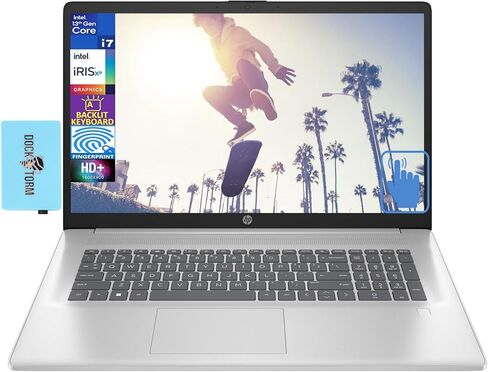 HP 17t Business Laptop 17.3" Touchscreen Brightview HD+ Display (Intel i7-1355U, 64GB RAM, 2TB PCIe SSD, Intel Iris Xe, Backlit KYB, Fingerprint, WiFi 6, HD Webcam, Win 11 Pro) w/DKZ USB Port Expander in Saudi Arabia