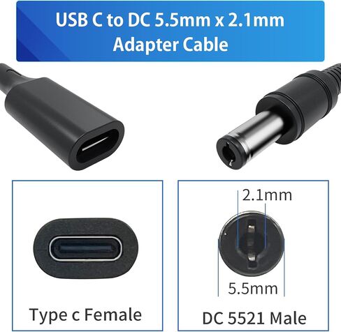 5.5mm x 2.1mm USB C to DC Adapter Cable, 3.28Ft(1m) Type C Cable Straight Female to Male Universal Extension Cables for Camera, Power Bank, DVR, Hard Disk Box, Home Phone System, 3Pack in Saudi Arabia