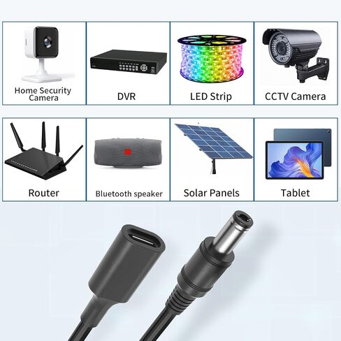 5.5mm x 2.1mm USB C to DC Adapter Cable, 3.28Ft(1m) Type C Cable Straight Female to Male Universal Extension Cables for Camera, Power Bank, DVR, Hard Disk Box, Home Phone System, 3Pack in Saudi Arabia