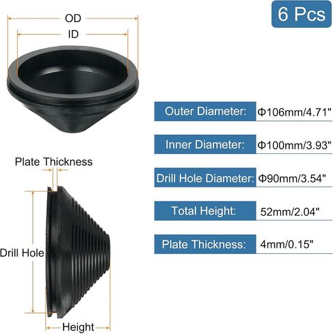 uxcell 6 Pcs Tower Shaped Grommet 90mm 3.54 Inch Drill Hole, Rubber Plugs Hole Grommets Protection Gasket Kit for Wire Cable Cord in Saudi Arabia