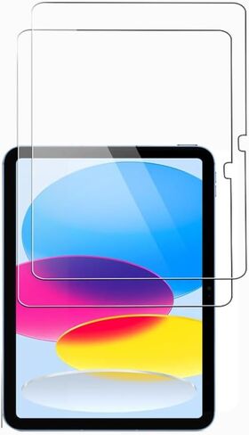 مصمم لجهاز iPad 10 (10.9 بوصة، موديل 2022، الجيل العاشر) واقي شاشة من الزجاج المقوى 9H مضاد للخدش عالي الدقة وخالي من الفقاعات (قطعتان) in Saudi Arabia