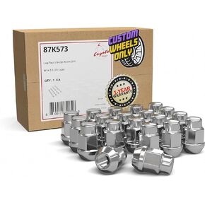 Wheel Accessories Parts Set of 20 Chrome 14x2 Lug Nuts Closed End Bulge Acorn Lug Nut Style 1.38" Long, Cone Seat, 19mm (3/4") Hex Wheel Lug Nut (20 Lugs, M14x2.0/14 2.0, Chrome)