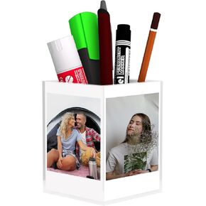 Polaroid Frame for 2x3 Photos, Clear Acrylic Instax Mini Frame, Photo Cube Displays 4 Instant Mini 3-Inch Instax Mini, Polaroid, Sprocket Photos, Small Desk Picture Frame and Pen Holder for Office