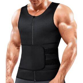 Junlan Sauna Suit for Men 2 in 1 Waist Trainer Sauna Shirt for Men Sweat Band for Stomach