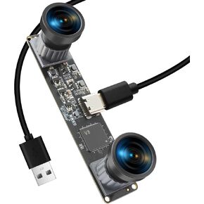MMlove Monochrome USB Stereo Camera Module with Synchronous Dual Lens and Global Shutter,800P 120fps Wide Angle High Speed 3D Webcam, for VR Face Recognition,PC/Laptop/Raspberry Pi