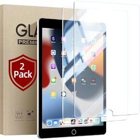 JUQITECH 2 Pack Screen Protector for iPad 9th 8th 7th Generation 10.2 Inch, Tempered Glass Film for iPad 9 8 7 (2021/2020/2019) for iPad 10.2, Scratch Resistant, HD Clarity