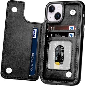 for iPhone 15 Wallet Case with Card Holder, Slim and Lightweight PU Leather Card Slots Shockproof Folio Flip Durable Protective Shell for Apple iPhone 15 (Rose, for iPhone 15)