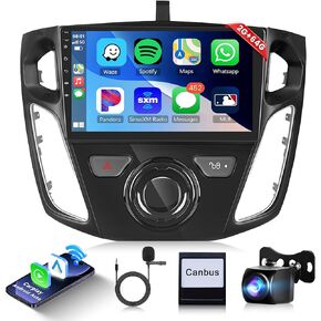 2G+64G Android Car Radio Car Stereo for Ford Focus 2012-2018 with Wireless Carplay Android Auto, 9’’ Touch Screen Head Unit with Mirror Link WiFi GPS Bluetooth FM RDS EQ AHD Backup Camera SWC MIC