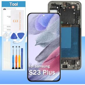 [for US Version] Screen Replacement for Samsung Galaxy S23 Plus LCD Display 6.6" OLED SM-G916U, SM-G916A, SM-G916W Touch Screen Digitizer Assembly with Tools(Black with Frame)