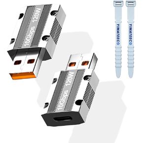 USB C to USB 3.0 Adapter, Zinc Alloy USB A to Type C Adapter with 10Gbps High-Speed Data Transfer PD 120W Stable Charging for Laptop, Phone, PC (2 Pack)