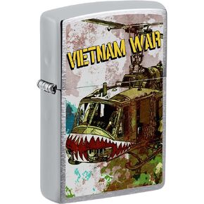 Zippo Lighter, Vietnam War Helicopter - Brushed Chrome 80977